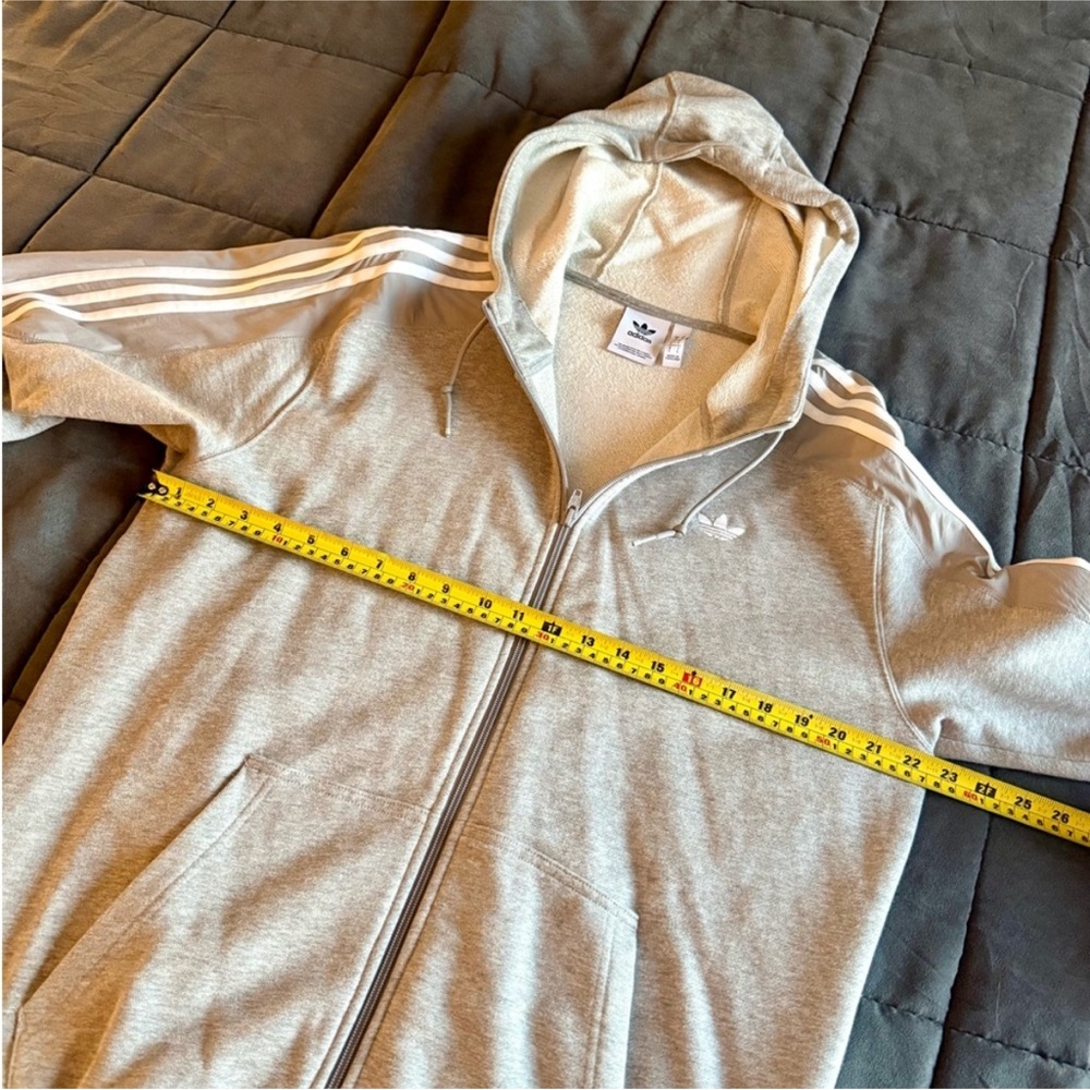 Adidas Men's Light Gray Zip-Up Hoodie - Picture 4 of 7